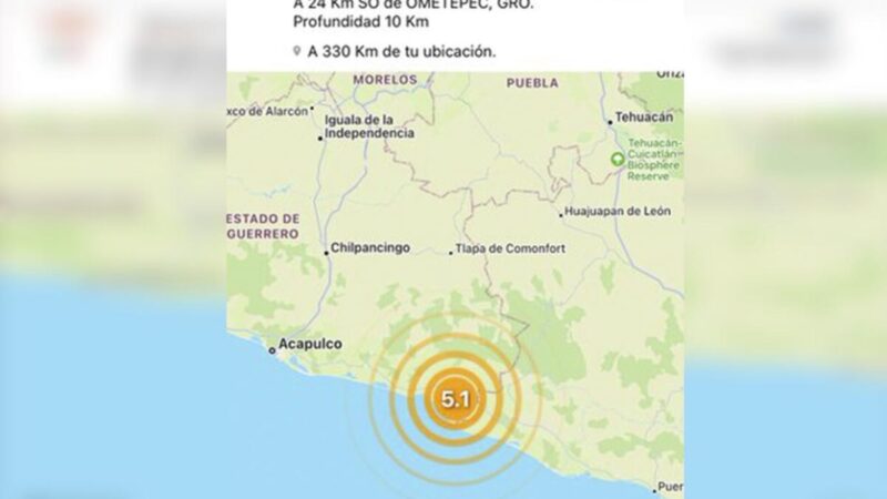 Sismo de 5.1 grados en Guerrero, causa alarma