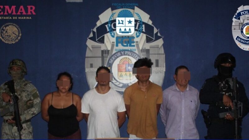 Detiene la Policía Quintana Roo a narcobanda en la Sm 256 de Cancún.