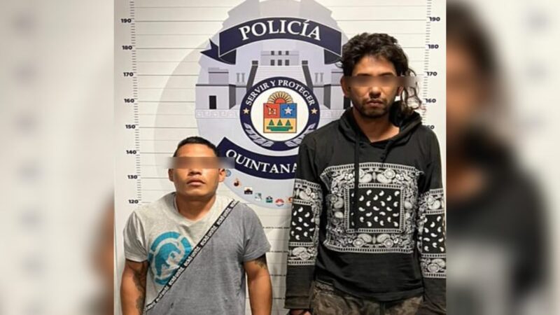 Detienen a dos sujetos con droga en la Región 252 de Cancún.