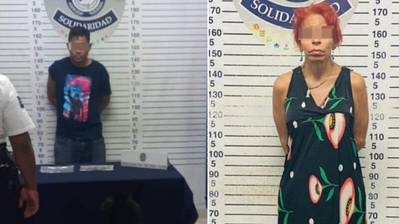 Aseguran a dos personas con drogas en Playa del Carmen.