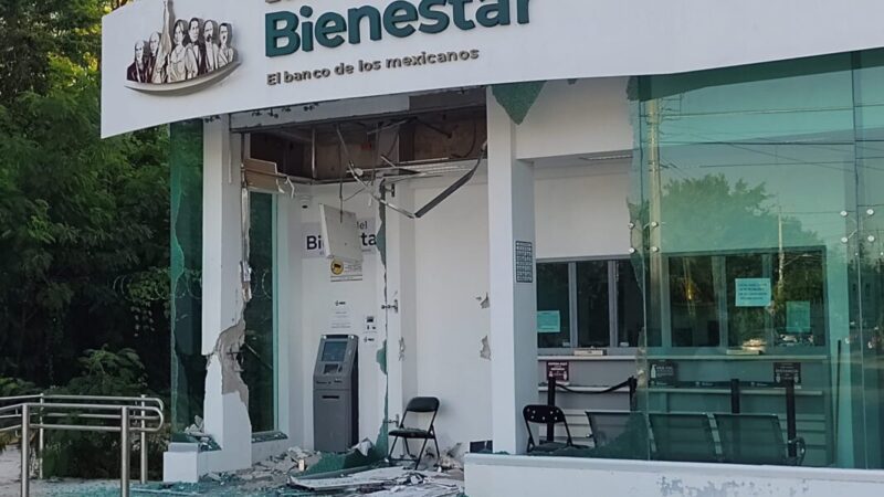 Intentan robar cajero automático del Banco Bienestar en Chetumal.