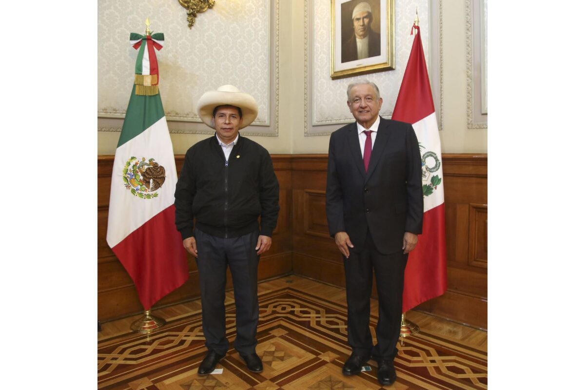 El Presidente de Perú, Pedro Castillo, durante su visita a nuestro país, junto al mandatario Andrés Manuel López Obrador.