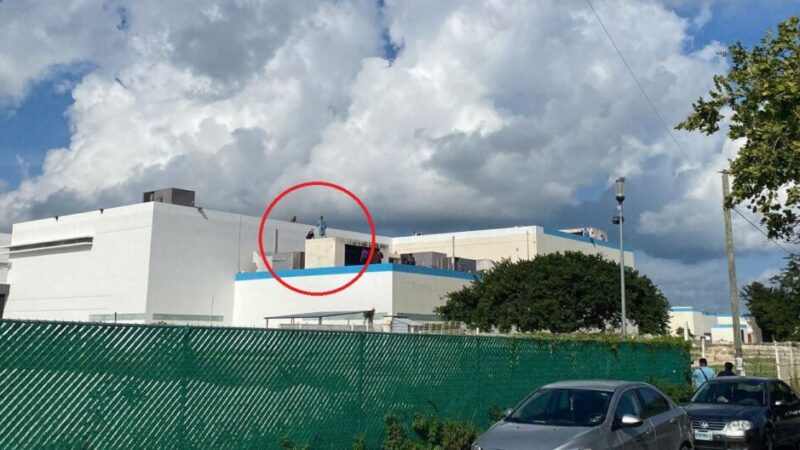 Paciente árabe amaga lanzarse desde la azotea del Hospital General de Cancún (VIDEO).