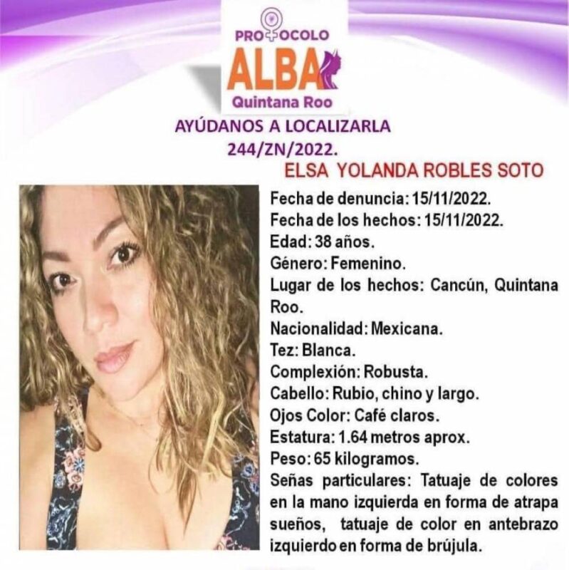 Localizan en Veracruz a mujer desaparecida en Cancún; familiares de Elsa Yolanda informan que ella está en buenas condiciones de salud.
