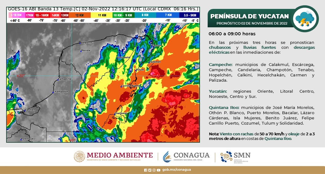 Clima en Quintana Roo: Prevén lluvias fuertes en la Península de Yucatán; para la tarde-noche se sentirán los afectos del huracán “Lisa”.