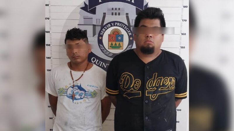 Detienen a dos por robo a mano armada a maderería en Cancún.