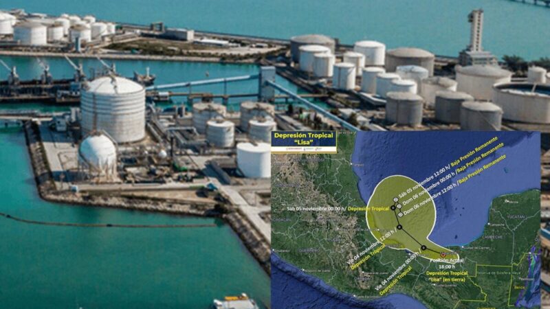 Depresión tropical "Lisa" amenaza a refinería de Dos Bocas