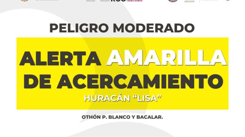 Huracán ‘Lisa’: Decretan alerta amarilla para el sur de Quintana Roo.