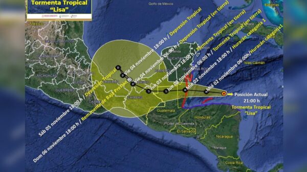 Tormenta tropical "Lisa" se ubica ya a 380 Km de Quintana Roo