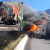 Trailero en Coahuila choca, se incendia y muere
