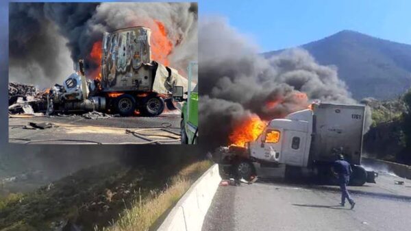 Trailero en Coahuila choca, se incendia y muere