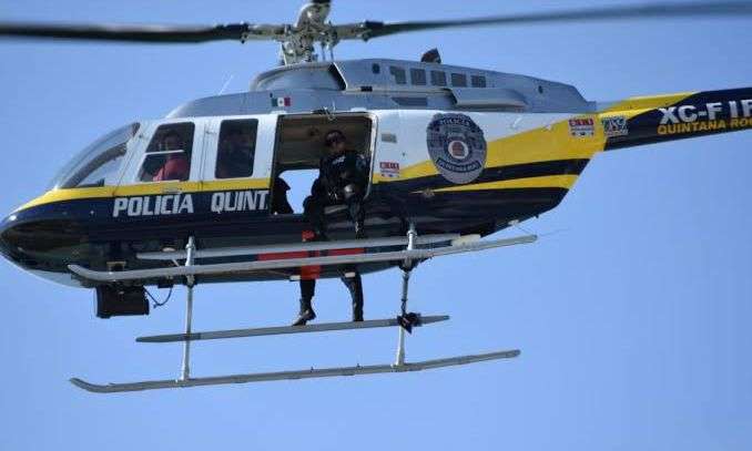La Policía Quintana Roo refuerza la seguridad con el 'Águila 1'; el helicóptero realiza sobrevuelos para prevenir los delitos.