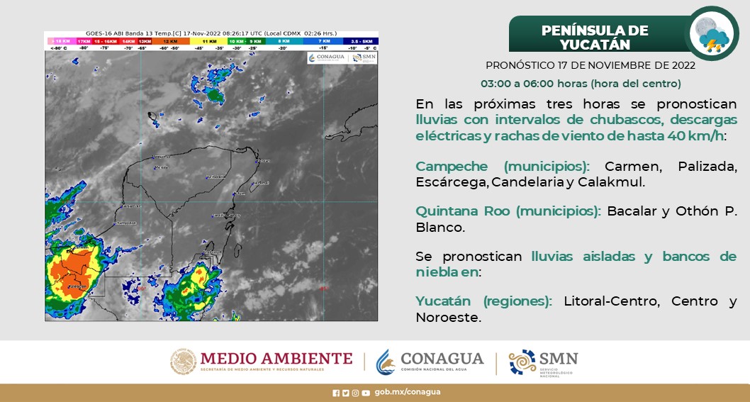 Pronóstico del clima para hoy jueves 17 de noviembre en Quintana Roo; clima templado con temperaturas calurosas.
