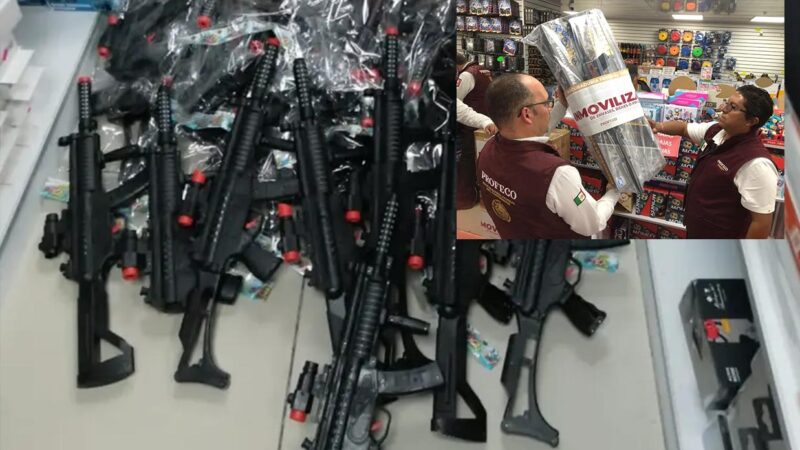 Asegura Profeco en CDMX enorme arsenal...de juguete