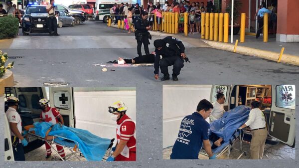 Disparan a pareja en estacionamiento de plaza en Cancún