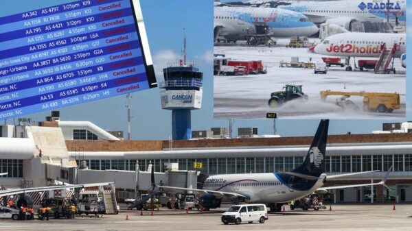 Aeropuerto de Cancún registra 21 vuelos cancelados por tormenta en USA