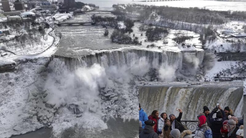"Congela" tormenta invernal a cataratas del Niágara