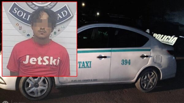 Detienen a sujeto y recuperan taxi robado en Playa del Carmen.