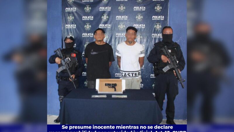 Capturan a sujetos que amagaban a una mujer en calles de Cancún