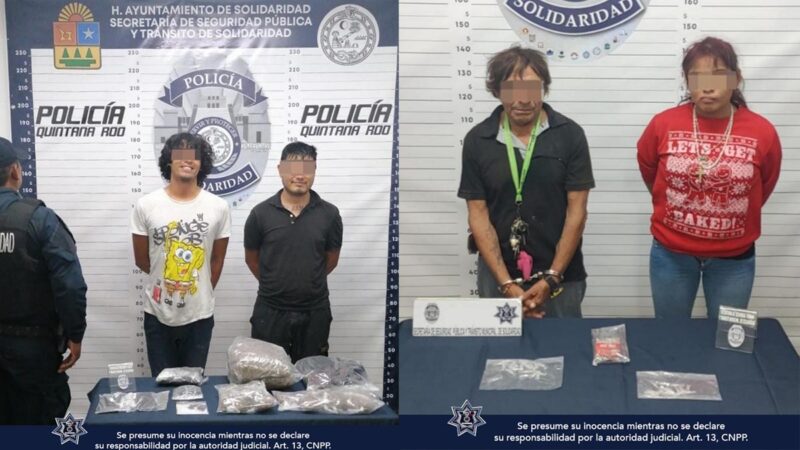 Atrapan en Playa Del Carmen a cuatro presuntos narcomenudistas