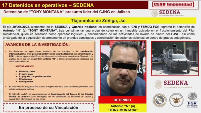 ‘Tony Montana’ encabeza lista de detenidos del CJNG
