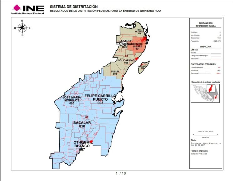 Avala el INE la redistritación electoral en Quintana Roo; Tulum pasa del 1 al Distrito 2 e Isla Mujeres será cambiado del 1 al 3.