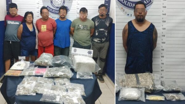 Decomisan 230 dosis de drogas y detienen a 7 en Playa del Carmen.