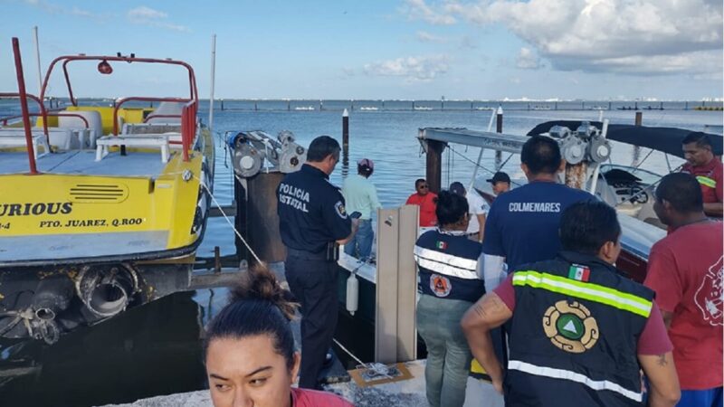 Suman dos fallecidos por hundimiento de lancha en  la laguna Nichupté.