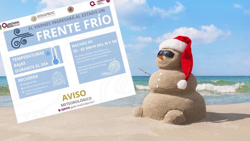 Tendrá Cancún fría navidad por frente frío 19