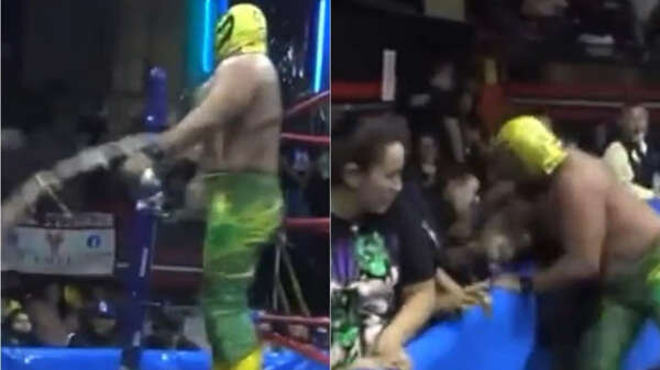 Luchador golpea a aficionado que le aventó cerveza