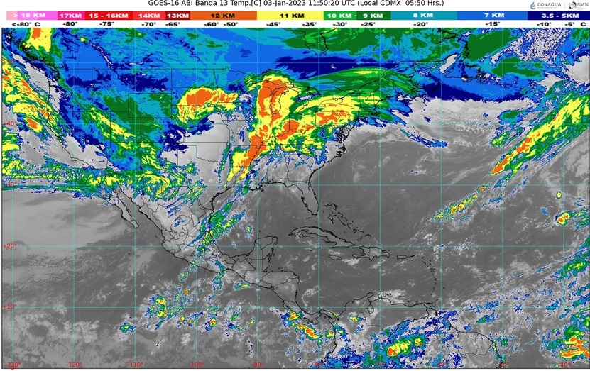 Pronóstico del clima para hoy martes 3 de enero en Quintana Roo; cielo medio nublado a nublado con lluvias aisladas por la tarde en la entidad.