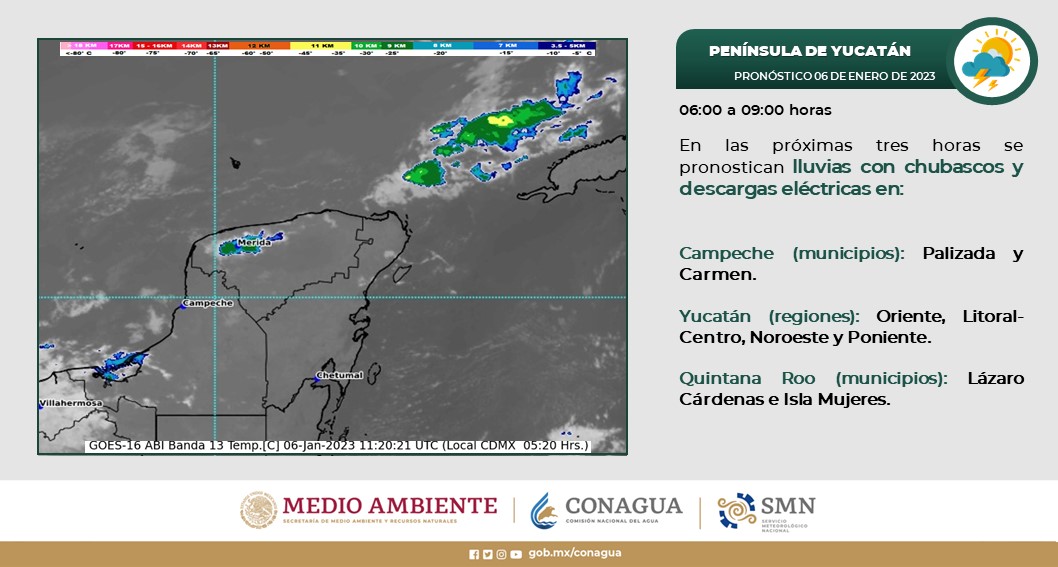 Pronóstico del clima para hoy viernes 6 de enero en Quintana Roo; cielo medio nublado con posibilidad de chubascos en la entidad.