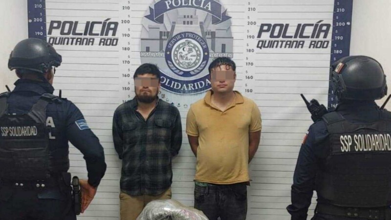 Detienen a dos oaxaqueños con marihuana en colonia Ejido de Playa del Carmen.