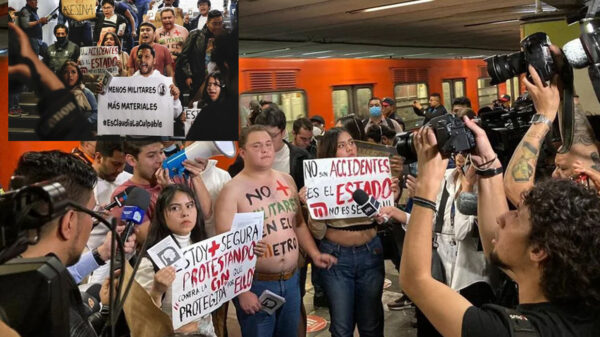Protestan estudiantes contra presencia militar en el metro de CDMX