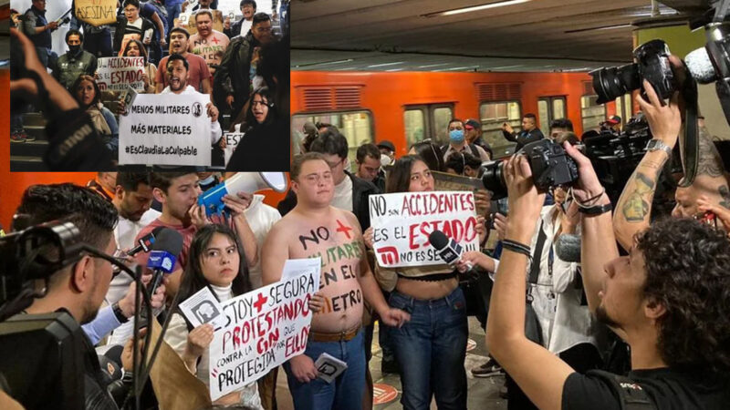 Protestan estudiantes contra presencia militar en el metro de CDMX