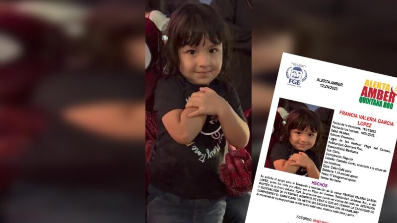 Denuncian secuestro de niña de 4 años en Playa Del Carmen