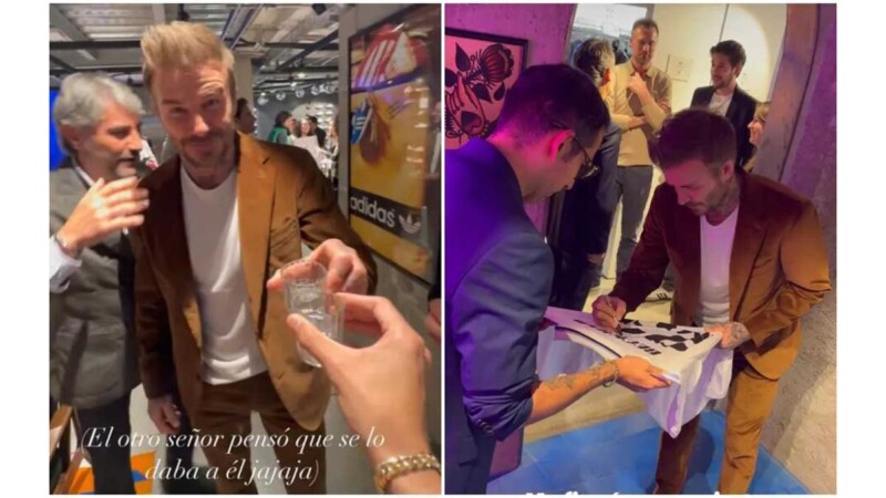 VIDEO: 'El Capi' Pérez le invita shot de mezcal a David Beckham