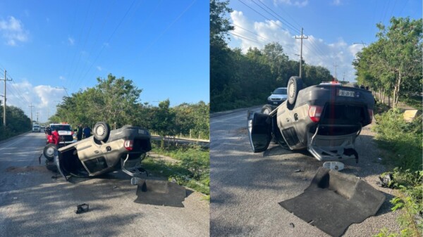 Volcadura sobre la avenida Huayacán, en Cancún, deja una persona herida