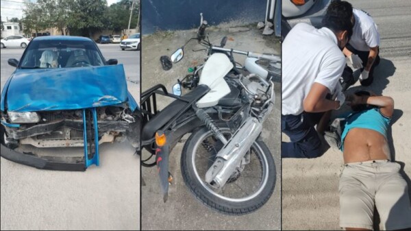 Motociclista queda lesionado tras colisionar contra auto en la Portillo.