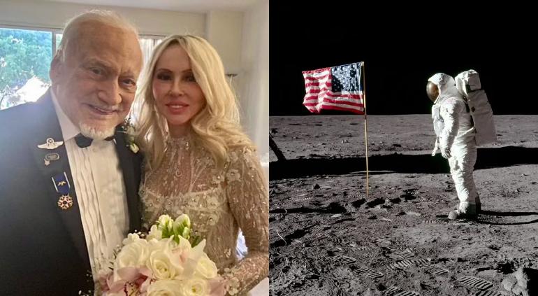 El legendario astronauta Buzz Aldrin, de 93 años, se casó por cuarta vez; fue el segundo ser humano que pisó la Luna en 1969.