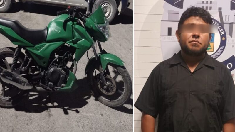 Detenido en Cancún a bordo de una motocicleta robada.