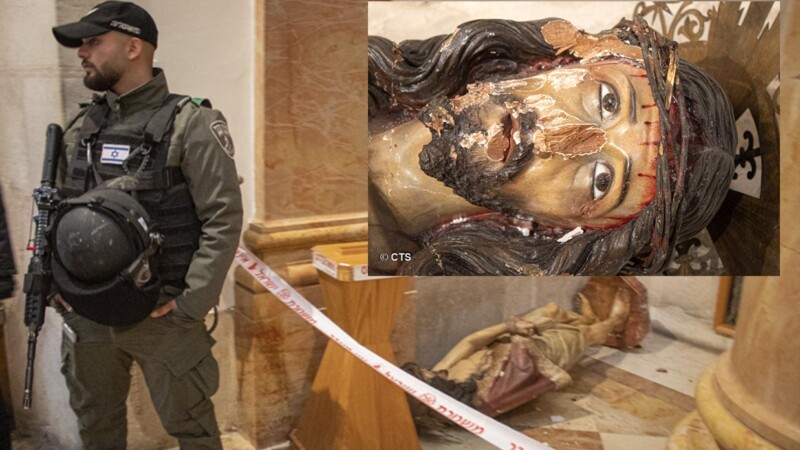 Hombre es detenido por desfigurar estatua de Jesús en Jerusalén