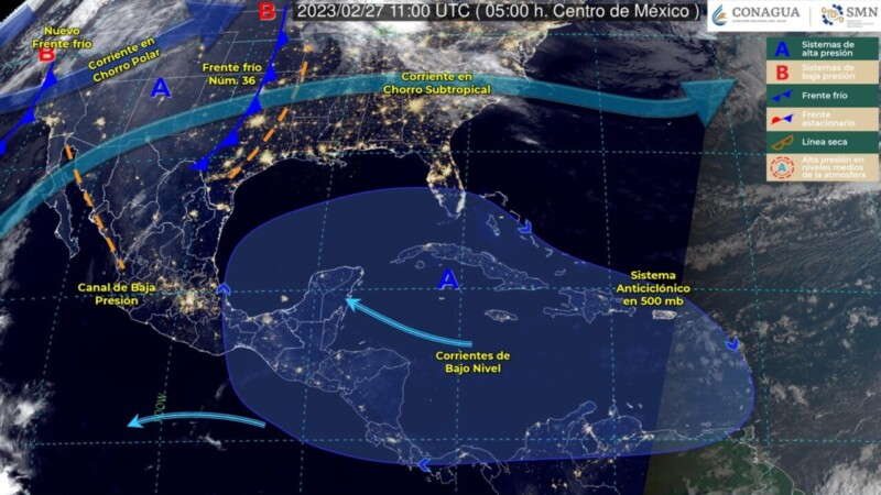 Pronóstico del clima para hoy lunes 27 de febrero 2023 en Quintana Roo.