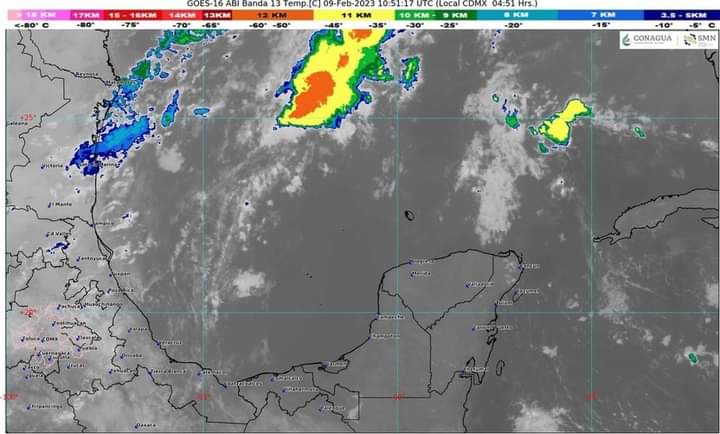 Pronóstico del clima para hoy jueves 9 de febrero en Quintana Roo; cielo medio nublado a nublado, con posibilidad de chubascos para la entidad.