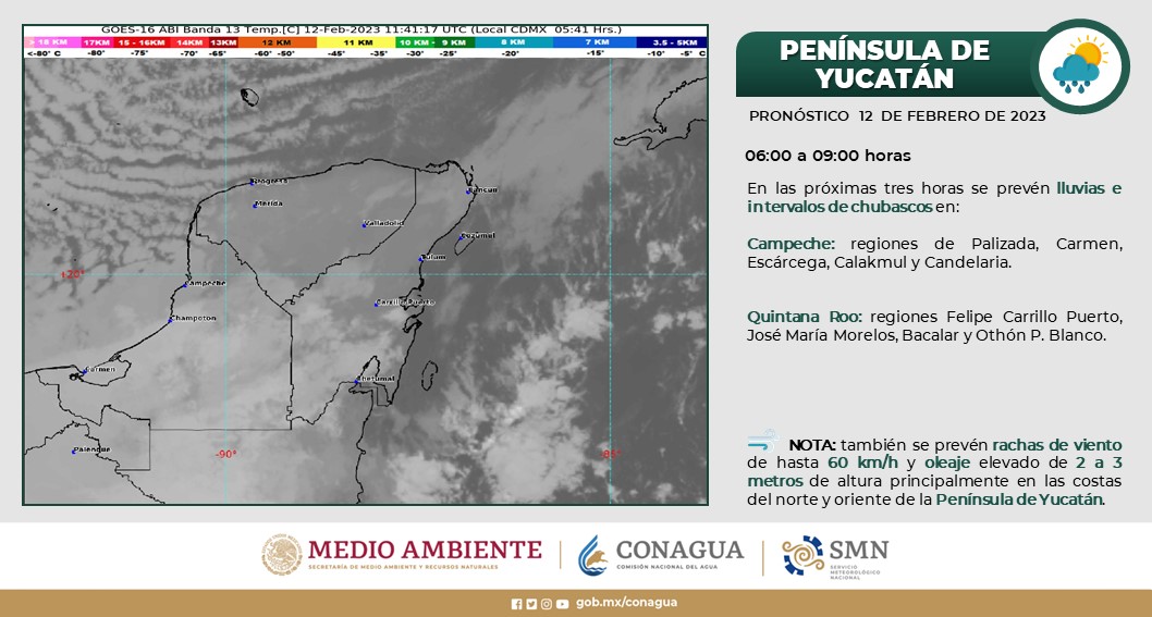 Pronóstico del clima para hoy domingo 12 de febrero en Quintana Roo; cielo parcialmente nublado y sin lluvia en Yucatán y Quintana Roo.
