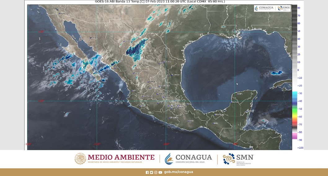 Pronóstico del clima para hoy martes 7 de febrero en Quintana Roo; cielo medio nublado a nublado, con lluvias puntuales fuertes en la entidad.