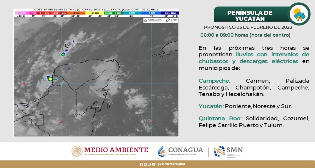 Pronóstico del clima para hoy viernes 3 de febrero en Quintana Roo; se prevén lluvias muy fuertes para la entidad y evento de “norte”.