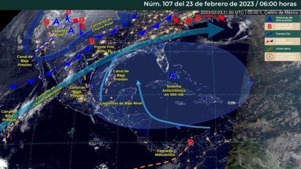 Pronóstico del clima para hoy jueves 23 de febrero 2023 en Quintana Roo.