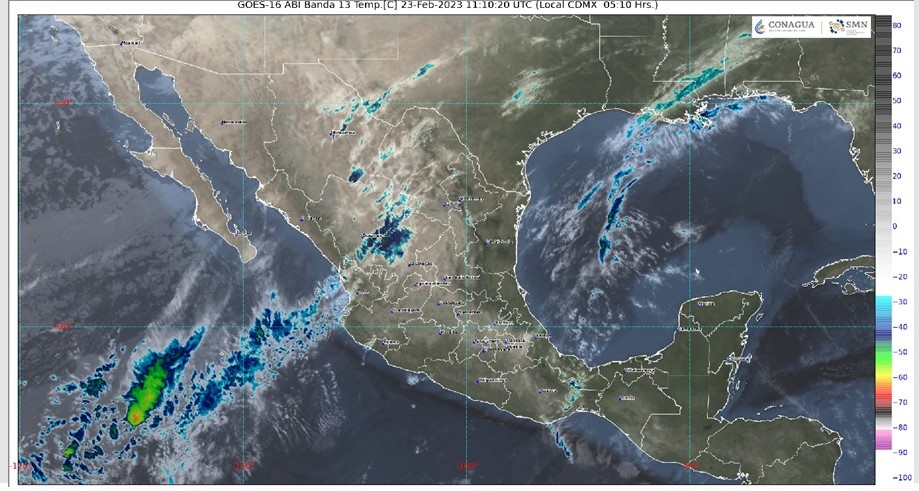 Pronóstico del clima para hoy jueves 23 de febrero 2023 en Quintana Roo; cielo parcialmente nublado y sin lluvia en la región.