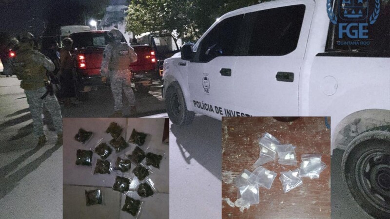 Cateo en la SM 219 de Cancún deja decomiso de drogas